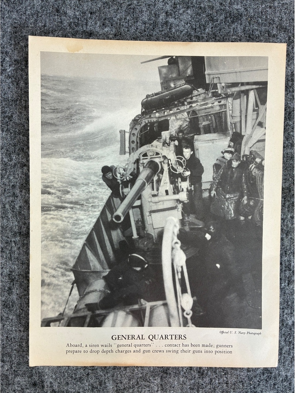 Vintage Official U.S. Navy Photograph - General Quarters Scene